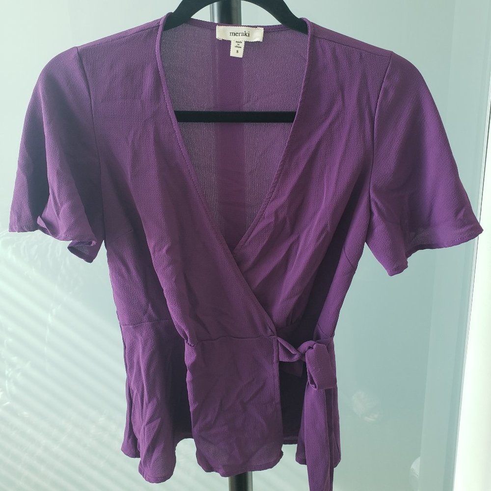 Eggplant Meraki Wrap Blouse
